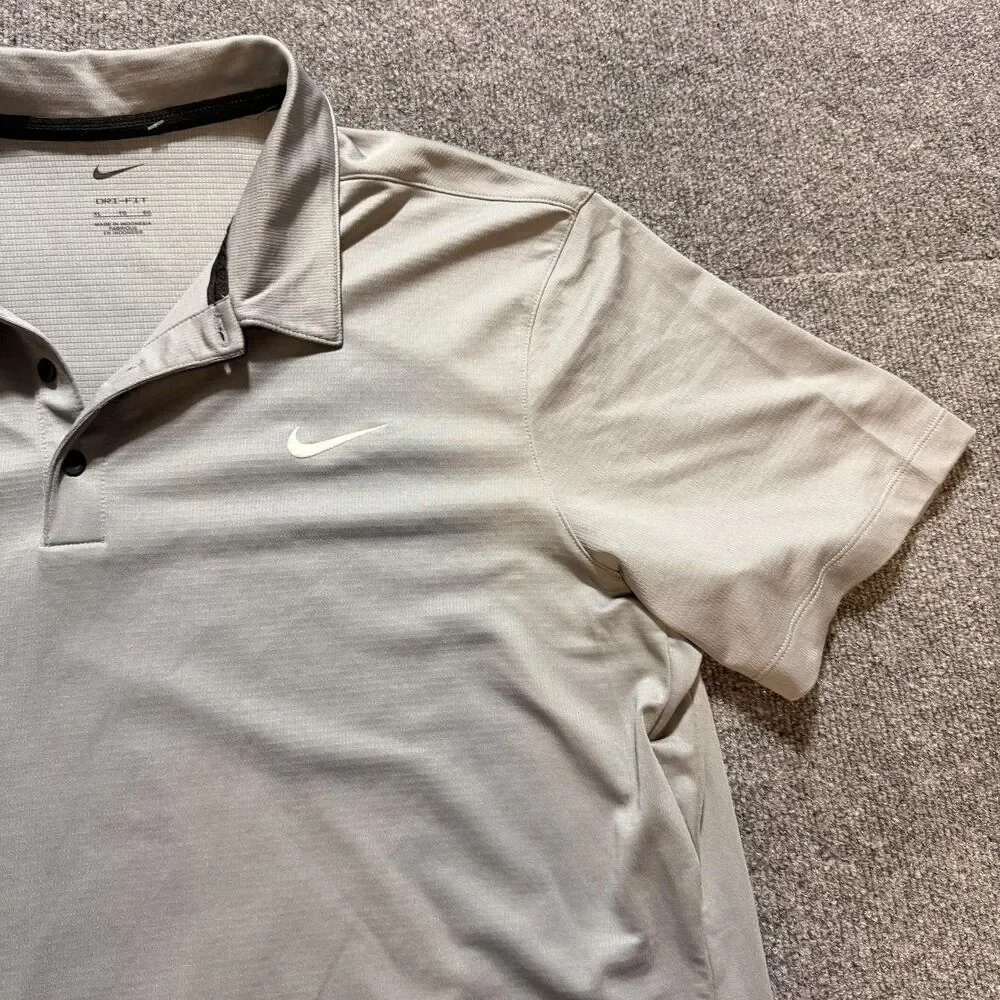 Nike Polo Shirt Mens XL Gray Dri-Fit Short Sleeve Golf Athletic Performance